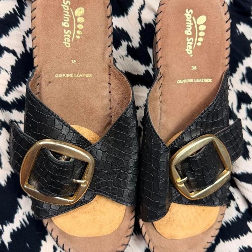 Spring-step Women's Black and Brown Sandals